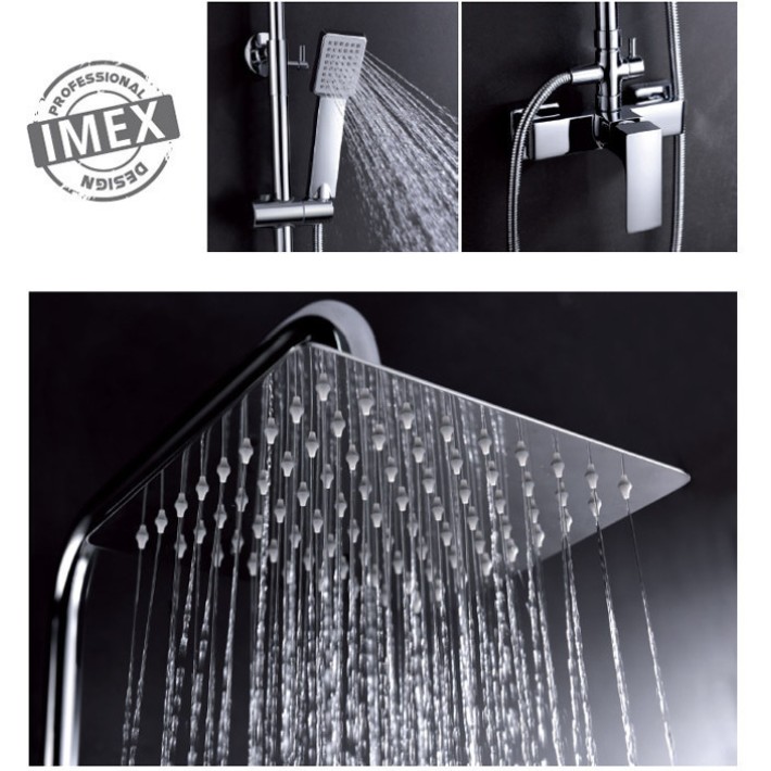 Imex Bali BDI017 Ρυθμιζόμενη Στήλη Ντουζ με Μπαταρία 2 Εξόδων 94-130cm Χρώμιο