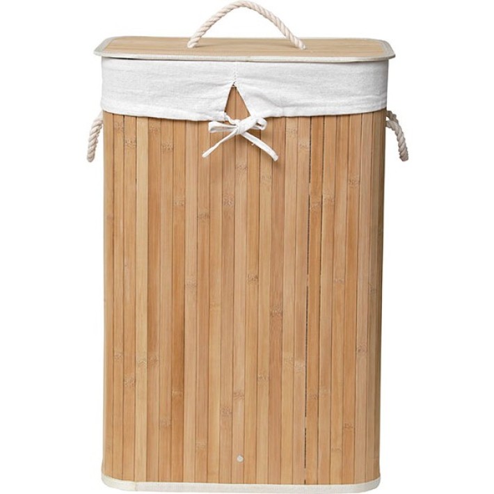 Καλάθι Απλύτων Bamboo Πτυσσόμενο  40x30x60 cm Καφέ Λευκό 8427