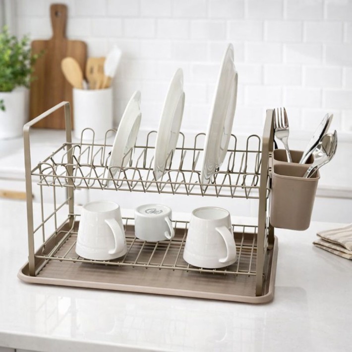 ΠΙΑΤΟΘΗΚΗ ΔΙΩΡΟΦΗ ΜΕΤΑΛΛΙΚΗ ΣΕ TAUPE ΧΡΩΜΑ 48x32x29εκ.ANKOR