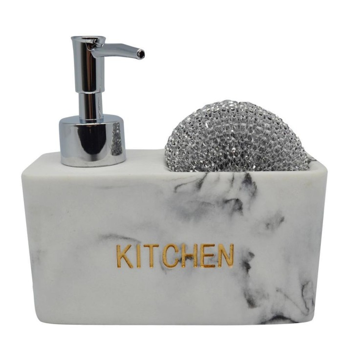 Ankor 794195 Dispenser Κουζίνας με Θήκη για Σφουγγάρι/Σύρμα με Εφε Μαρμάρου 