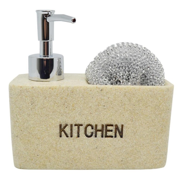 Ankor 794218 Dispenser Κουζίνας με Θήκη για Σφουγγάρι/Συρμα KITCHEN Μπεζ Πέτρα