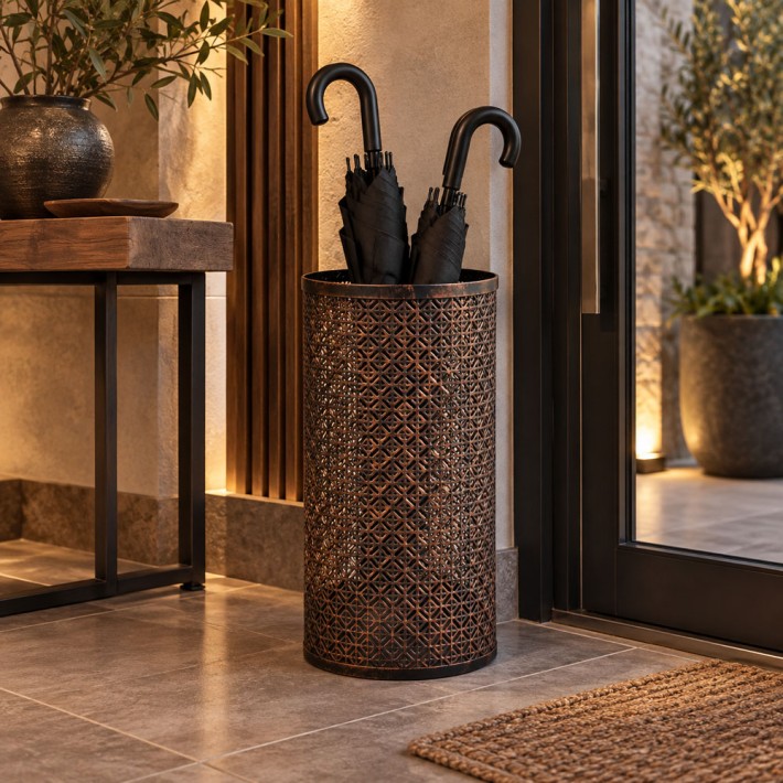ΟΜΠΡΕΛΟΘΗΚΗ ΜΕΤΑΛΛΙΚΗ ΧΑΛΚΙΝΗ ΑΝΤΙΚΕ 24x24x43εκ.ANKOR