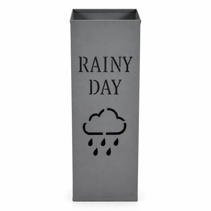 ΟΜΠΡΕΛΟΘΗΚΗ ΜΕΤΑΛΛΙΚΗ ΓΚΡΙ ΜΑΤ ΜΕ ΣΧΕΔΙΟ RAINY DAY 15,5x15,5x48,5εκ. ANKOR