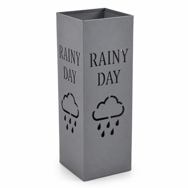 ΟΜΠΡΕΛΟΘΗΚΗ ΜΕΤΑΛΛΙΚΗ ΓΚΡΙ ΜΑΤ ΜΕ ΣΧΕΔΙΟ RAINY DAY 15,5x15,5x48,5εκ. ANKOR