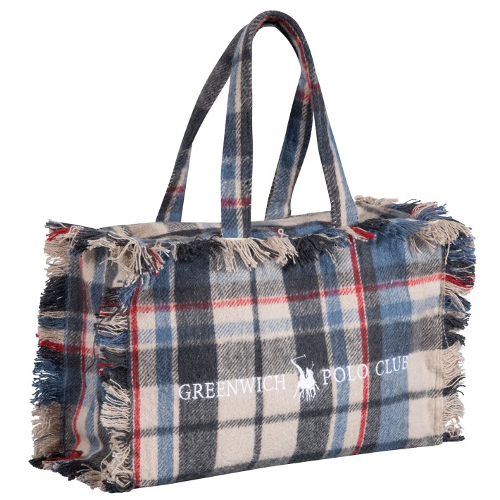 GREENWICH POLO CLUB ΡΙΧΤΑΡΙ 130X170 ΜΕ ΤΣΑΝΤΑ ΜΕΓΑΛΗ ESSENTIAL 2532 BLUE, ECRU