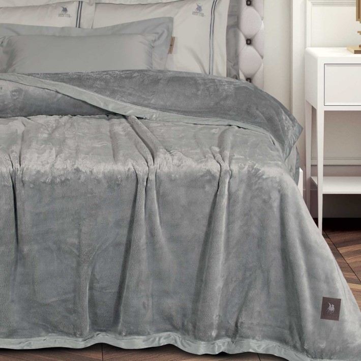 GREENWICH POLO CLUB ΚΟΥΒΕΡΤΑ VELOUR KING ESSENTIAL 3971 GREY