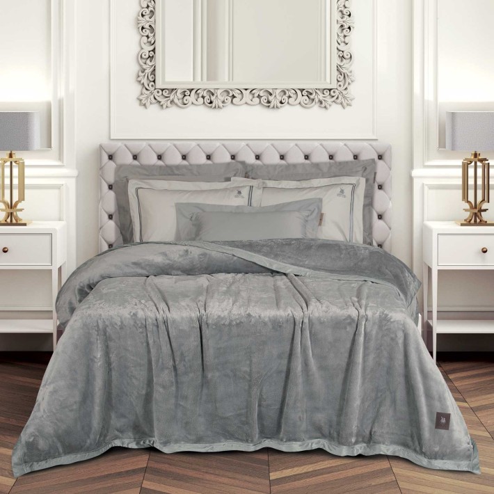 GREENWICH POLO CLUB ΚΟΥΒΕΡΤΑ VELOUR KING ESSENTIAL 3971 GREY