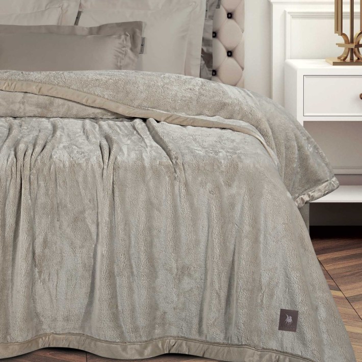 GREENWICH POLO CLUB ΚΟΥΒΕΡΤΑ VELOUR KING ESSENTIAL 3972 TAUPE