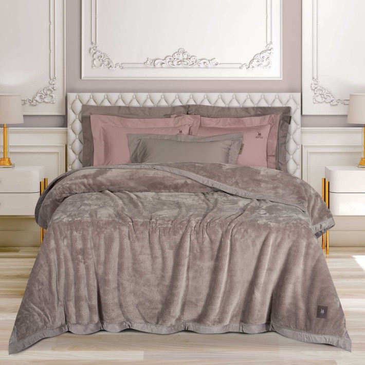 GREENWICH POLO CLUB ΚΟΥΒΕΡΤΑ VELOUR KING ESSENTIAL 3973 DUSTY LILAC