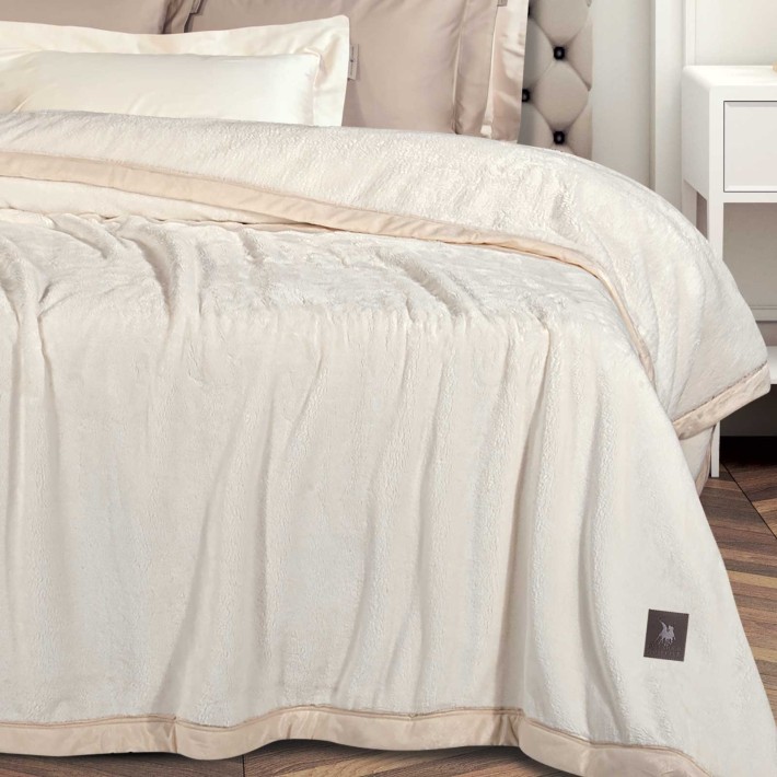 GREENWICH POLO CLUB ΚΟΥΒΕΡΤΑ VELOUR KING ESSENTIAL 3974 ROYAL WHITE