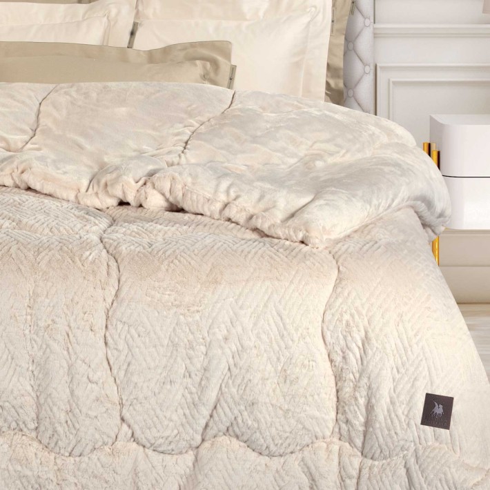 GREENWICH POLO CLUB ΚΟΥΒΕΡΤΟΠΑΠΛΩΜΑ RABBIT FAUX FUR KING ESSENTIAL 3952 IVORY