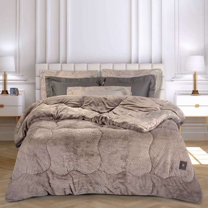 GREENWICH POLO CLUB ΚΟΥΒΕΡΤΟΠΑΠΛΩΜΑ RABBIT FAUX FUR KING ESSENTIAL 3953 TAUPE
