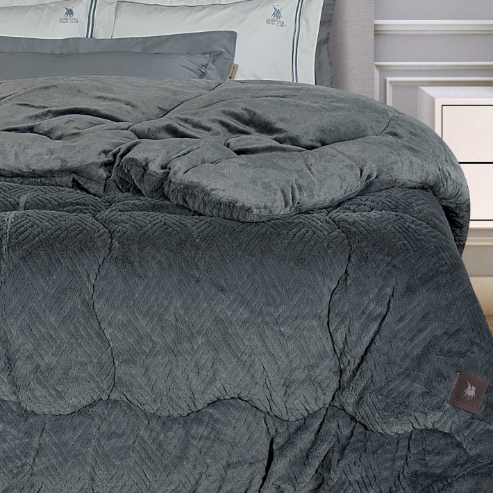 GREENWICH POLO CLUB ΚΟΥΒΕΡΤΟΠΑΠΛΩΜΑ RABBIT FAUX FUR KING ESSENTIAL 3954 GREY