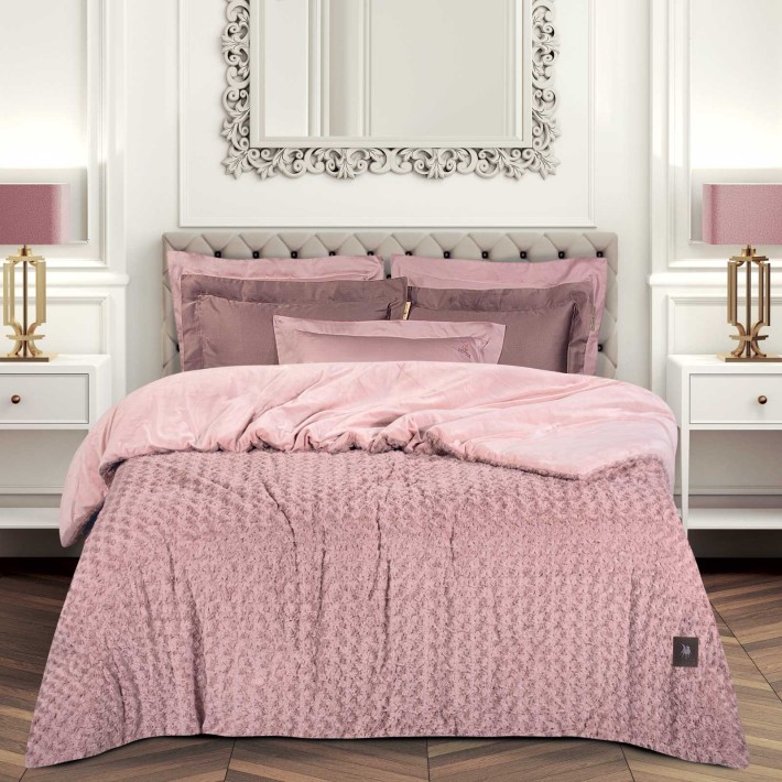 GREENWICH POLO CLUB ΚΟΥΒΕΡΤΟΠΑΠΛΩΜΑ RABBIT FAUX FUR KING ESSENTIAL 3961 NUDE