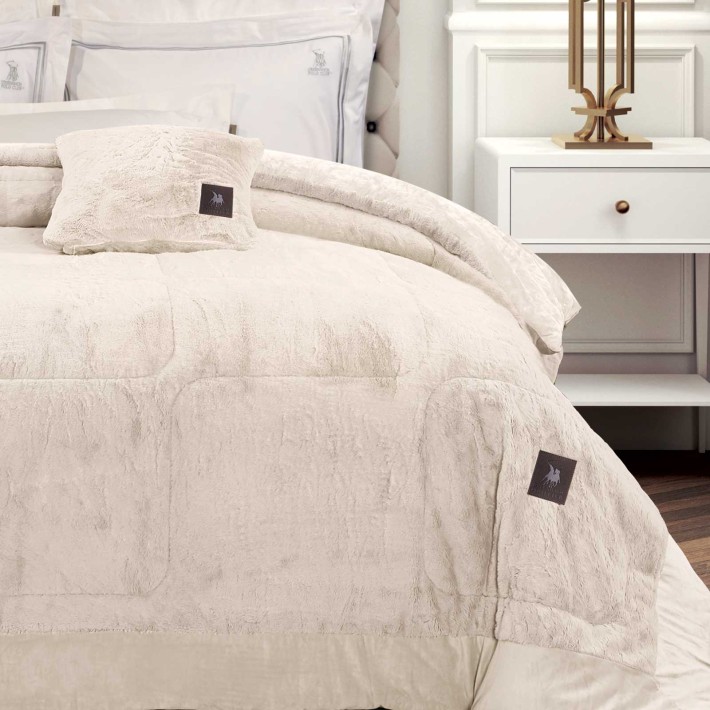 GREENWICH POLO CLUB ΚΟΥΒΕΡΤΟΠΑΠΛΩΜΑ RABBIT FAUX FUR KING PREMIUM 3962 IVORY