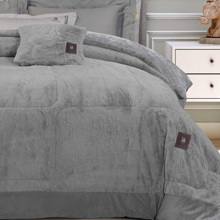 GREENWICH POLO CLUB ΚΟΥΒΕΡΤΟΠΑΠΛΩΜΑ RABBIT FAUX FUR KING PREMIUM 3964 GREY