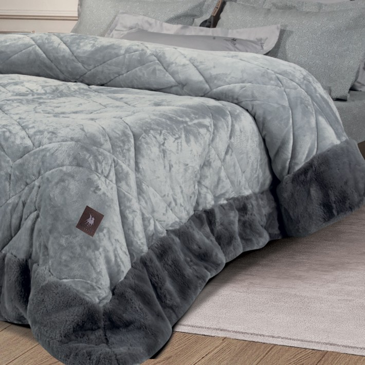 GREENWICH POLO CLUB ΚΟΥΒΕΡΤΟΠΑΠΛΩΜΑ RABBIT FAUX FUR PREMIUM 4460 GREY