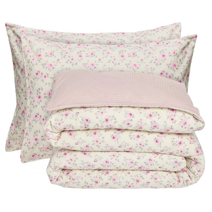 DAS HOME ΣΕΤ ΠΑΠΛΩΜΑΤΟΘΗΚΗ ΜΟΝΗ HAPPY FLANNEL 9700 ECRU, PINK