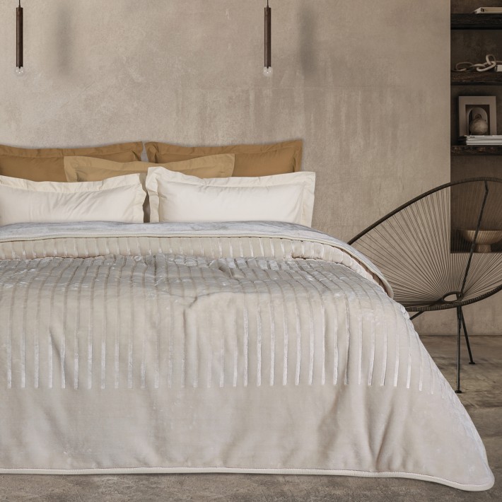 DAS HOME ΚΟΥΒΕΡΤΑ VELOUR MONH 1351 ΜΠΕΖ