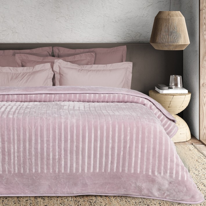 DAS HOME ΚΟΥΒΕΡΤΑ VELOUR ΥΠΕΡΔΙΠΛΗ 1383 DUSTY PINK