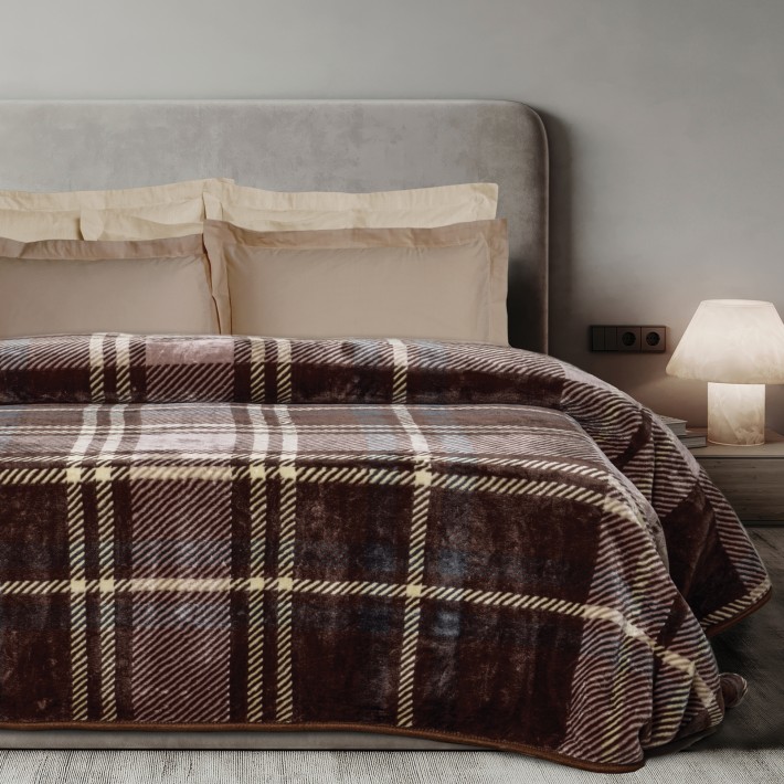 DAS HOME ΚΟΥΒΕΡΤΑ VELOUR ΥΠΕΡΔΙΠΛΗ 1384 BROWN