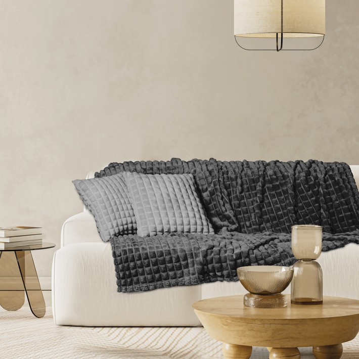 DAS HOME ΚΟΥΒΕΡΤΑ ΚΑΝΑΠΕ FLEECE 1390 DARK GREY