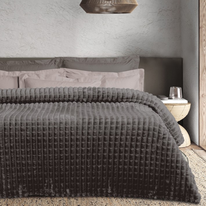 DAS HOME ΚΟΥΒΕΡΤΑ FLEECE 220Χ240 1390 DARK GREY