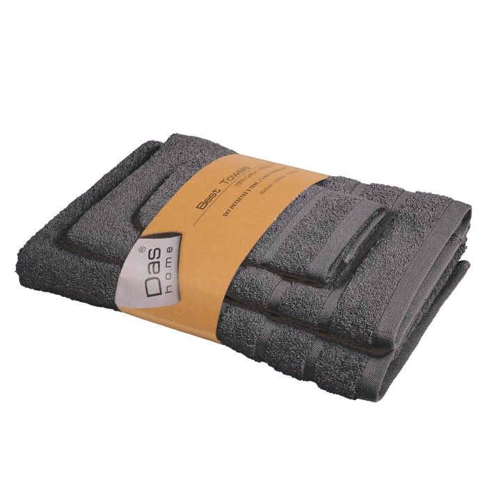 DAS HOME ΣΕΤ ΠΕΤΣΕΤΕΣ 3ΤΕΜΑΧΙΩΝ BEST 0705 DARK GREY