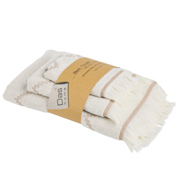 DAS HOME ΣΕΤ ΠΕΤΣΕΤΕΣ 3ΤΕΜΑΧΙΩΝ BEST 0872 BEIGE