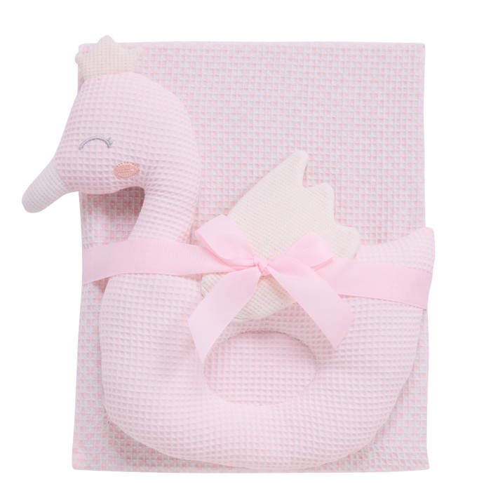 DAS BABY ΚΟΥΒΕΡΤΑ ΠΙΚΕ 75X100 RELAX 4956 PINK, WHITE