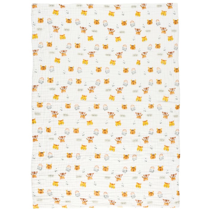 DAS BABY ΚΟΥΒΕΡΤΑ-ΜΟΥΣΕΛΙΝΑ 105X150 RELAX 6622 ΛΕΥΚΟ, ΠΟΡΤΟΚΑΛΙ