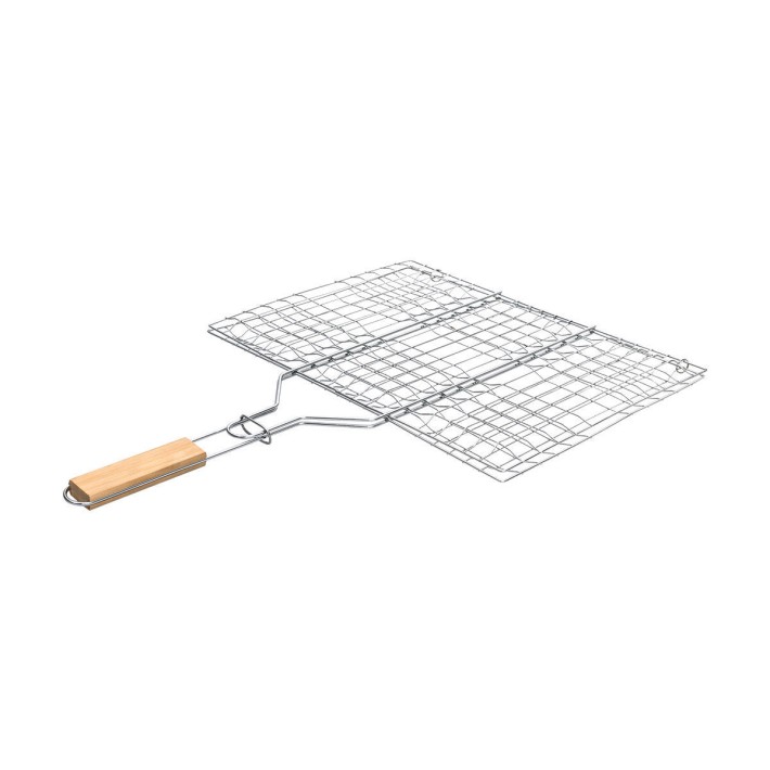 ESTIA ΣΧΑΡΑ ΨΗΣΙΜΑΤΟΣ BARBECUE ΜΕΤΑΛΛΙΚΗ 60x40cm ΜΕ ΞΥΛΙΝΗ ΛΑΒΗ