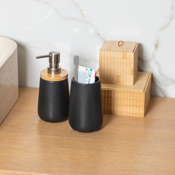 ESTIA ΠΟΤΗΡΑΚΙ ΜΠΑΝΙΟΥ BAMBOO ESSENTIALS ΠΟΡΣΕΛΑΝΗΣ ΜΑΥΡΟ