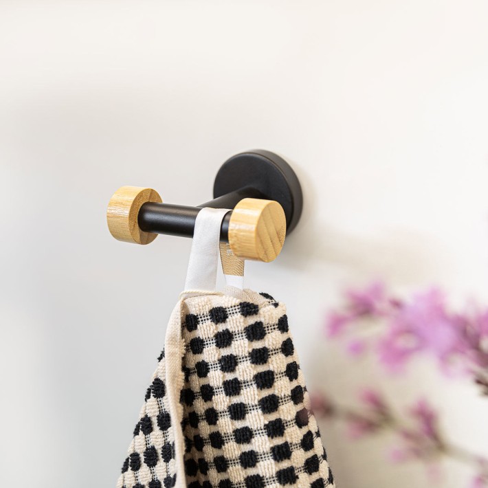 ESTIA ΚΡΕΜΑΣΤΡΑ ΕΠΙΤΟΙΧΙΑ BAMBOO ESSENTIALS ΔΙΠΛΗ ΜΕΤΑΛΛΙΚΗ ΜΑΥΡΗ