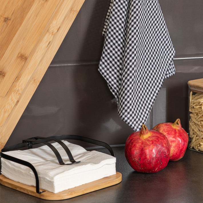 ESTIA ΧΑΡΤΟΠΕΤΣΕΤΟΘΗΚΗ BAMBOO ESSENTIALS ΤΕΤΡΑΓΩΝΗ ΜΕΤΑΛΛΙΚΗ 20x20x7cm