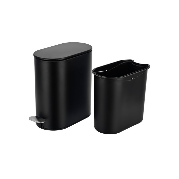 ESTIA ΧΑΡΤΟΔΟΧΕΙΟ ΜΠΑΝΙΟΥ SOFT CLOSE SLIM 5lt ΜΑΤ ΜΑΥΡΟ