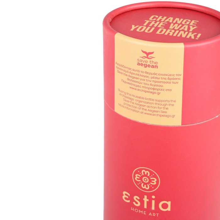 ESTIA ΘΕΡΜΟΣ FLASK LITE SAVE THE AEGEAN 500ml SCARLET RED