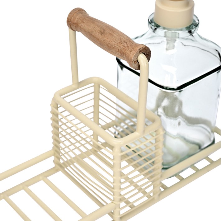 ESTIA ΔΟΧΕΙΑ ΥΓΡΟΥ ΠΙΑΤΩΝ ALLURE 2x300ml ΜΕ ΜΕΤΑΛΛΙΚΗ ΒΑΣΗ & ΘΗΚΗ ΓΙΑ ΣΦΟΥΓΓΑΡΙ IVORY