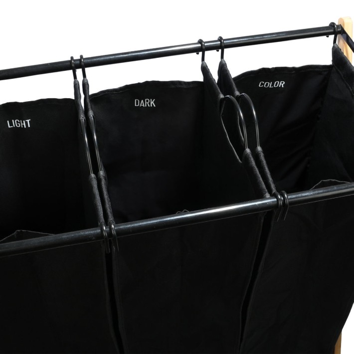 ESTIA ΚΑΛΑΘΙ ΑΠΛΥΤΩΝ BAMBOO ESSENTIALS 102lt 3 ΘΕΣΕΩΝ 68x40x76cm ΜΑΥΡΟ