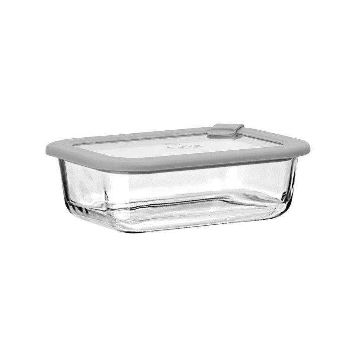 ESTIA ΦΑΓΗΤΟΔΟΧΕΙΟ COLORSEAL ΓΥΑΛΙΝΟ 640ml 18.9x14.5x6.7 ΜΕ ΚΑΠΑΚΙ ΣΙΛΙΚΟΝΗΣ ΓΚΡΙ