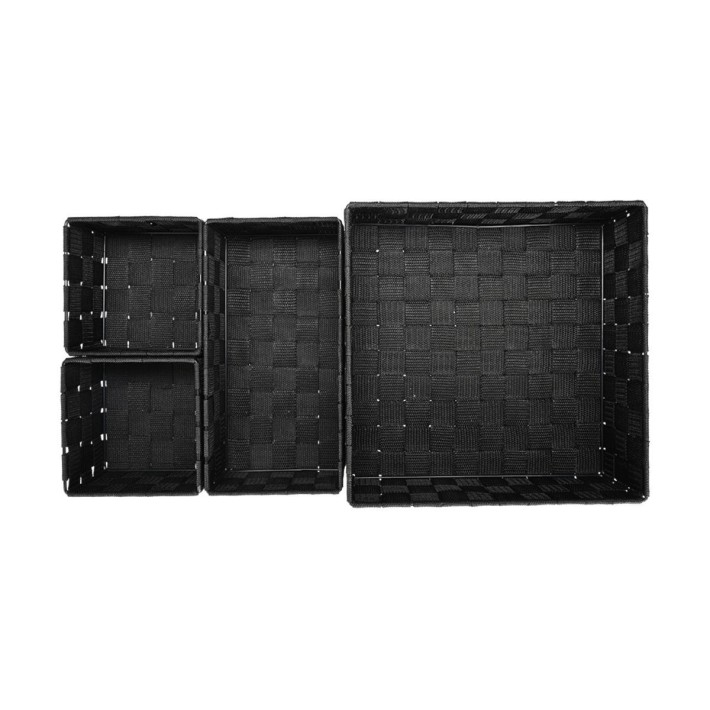 ESTIA ΚΑΛΑΘΙΑ ΟΡΓΑΝΩΣΗΣ WOVEN ΣΕΤ 4 ΤΕΜ. 28x28x10cm - 26x13x9cm - 13x13x9cm ΜΑΥΡΑ