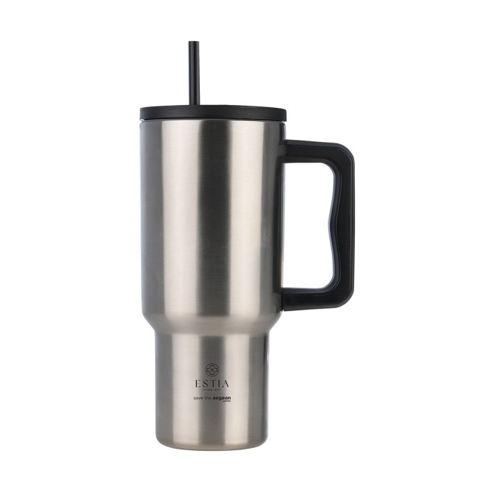 ESTIA ΘΕΡΜΟΣ STRAW TUMBLER XL SAVE THE AEGEAN 900ml STEEL FLOW