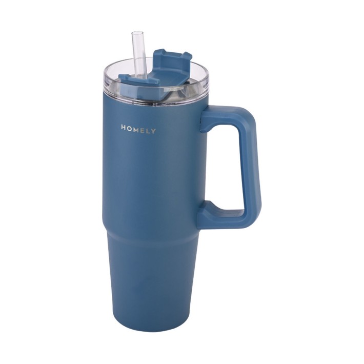 HOMELY ΘΕΡΜΟΣ STRAW TUMBLER 900ml INDIGO BLUE