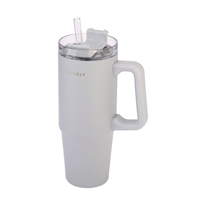 HOMELY ΘΕΡΜΟΣ STRAW TUMBLER 900ml PEBBLE GRAY