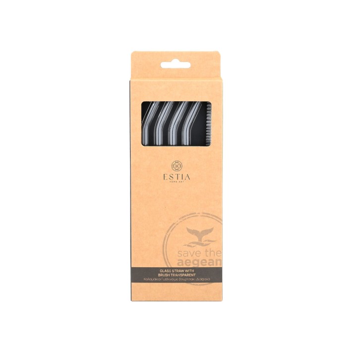 ESTIA ΚΑΛΑΜΑΚΙΑ ΓΥΑΛΙΝΑ ΜΕ ΒΟΥΡΤΣΑΚΙ ΣΕΤ 4 ΤΕΜ. ΔΙΑΦΑΝΑ
