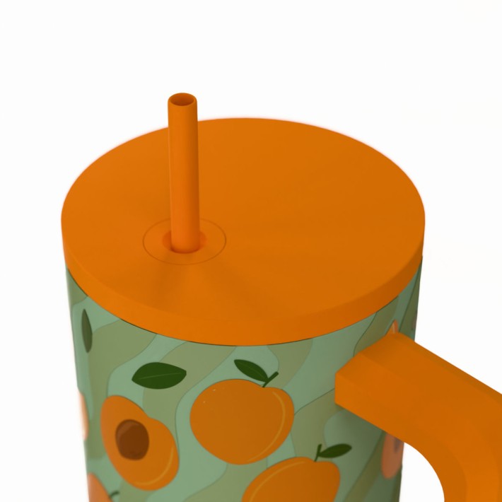 ESTIA ΘΕΡΜΟΣ STRAW TUMBLER XL SAVE THE AEGEAN 900ml PEACH GARDEN
