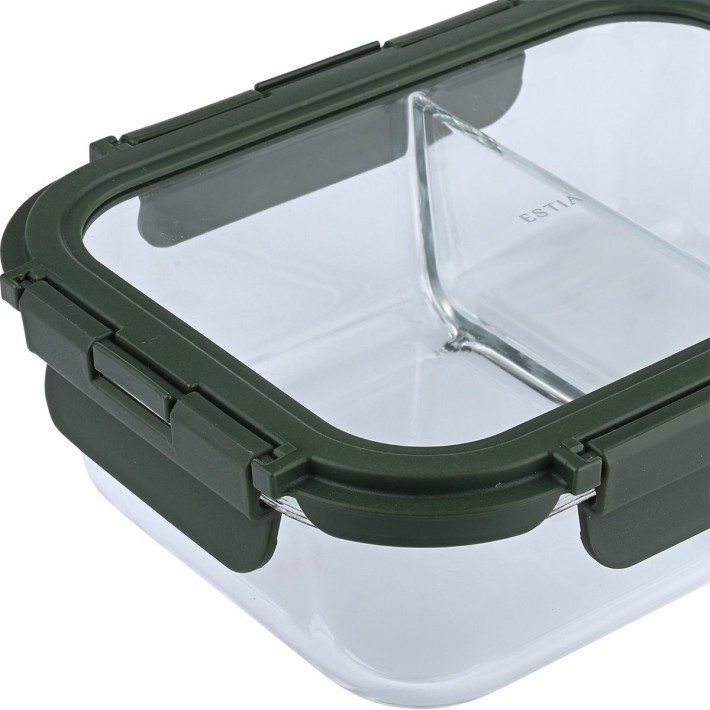 ESTIA ΦΑΓΗΤΟΔΟΧΕΙΟ CLICK&SEAL 2 ΘΕΣΕΩΝ ΜΕ ΑΕΡΑΓΩΓΟ 1030ml OLIVE