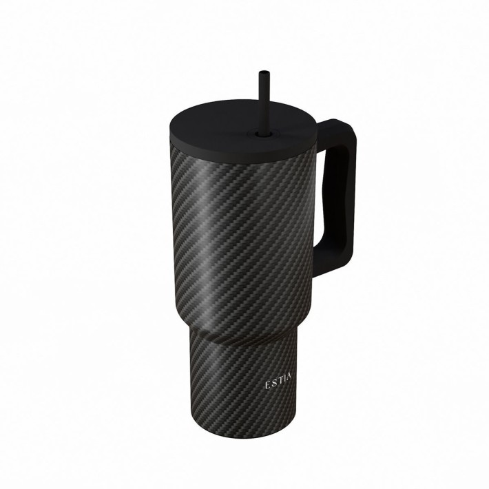 ESTIA ΘΕΡΜΟΣ STRAW TUMBLER XL SAVE THE AEGEAN 900ml CARBON FIBRE