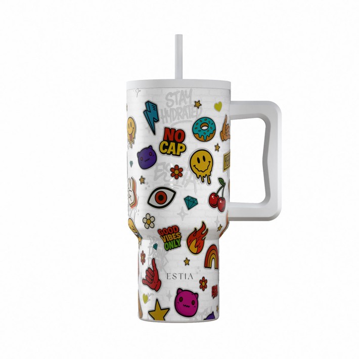 ESTIA ΘΕΡΜΟΣ STRAW TUMBLER XL SAVE THE AEGEAN 900ml URBAN VIBES