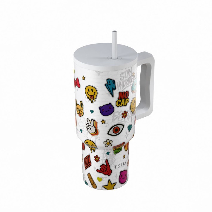 ESTIA ΘΕΡΜΟΣ STRAW TUMBLER XL SAVE THE AEGEAN 900ml URBAN VIBES